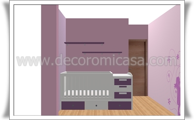 Ejemplo habitación con cuna convertible y armario con encaje de columna 4