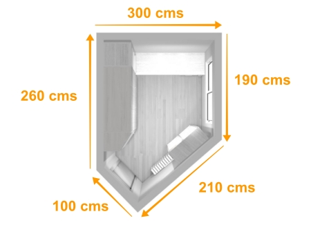 medidas habitación irregular y angulada