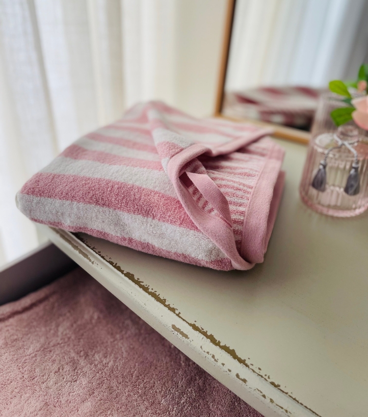 toalla lavabo stripe rosa