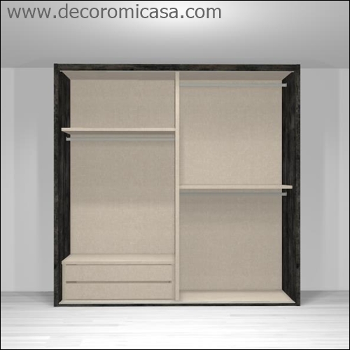 Este es tu armario ideal de entre 180 a 250 cms con 2 puertas para sólo colgar ropa con cajones
