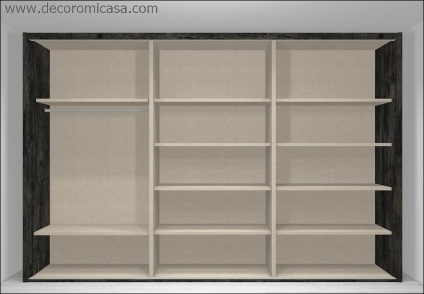 Este es tu armario ideal de entre 250 a 350 cms para doblar tu ropa en estantes