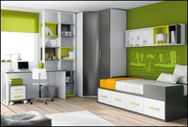 Habitación juvenil, colocación cama