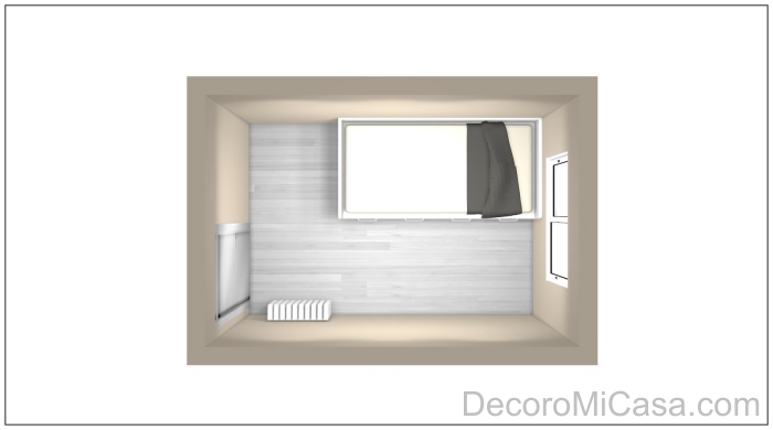 Habitación rectangular cama correcto