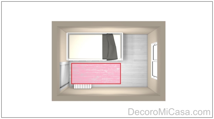 Habitación rectangular cama correcto 2