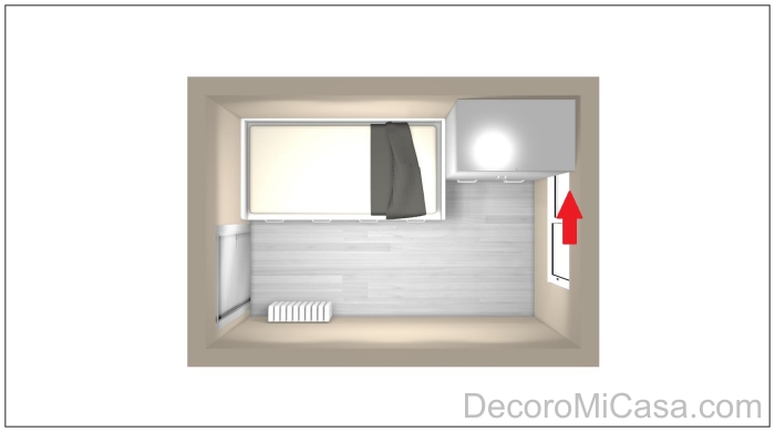 Habitación rectangular cama correcto y armario 2