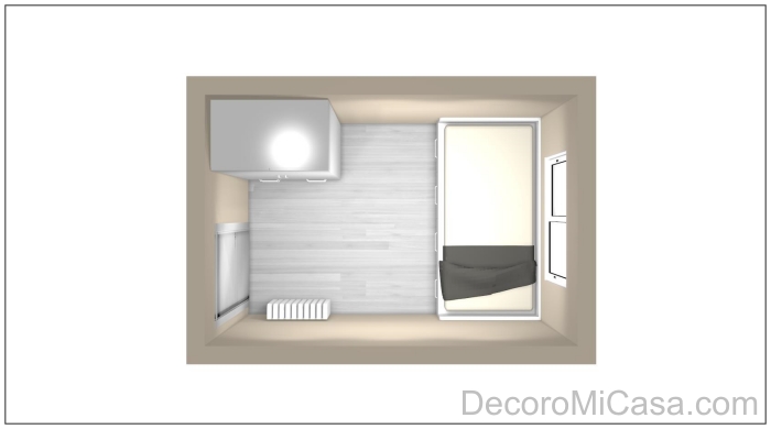 Habitación rectangular cama correcto y armario 2